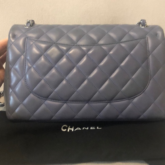 Chanel Classic Jumbo Lambskin grey Double Flap Bag - Picture 2 of 8